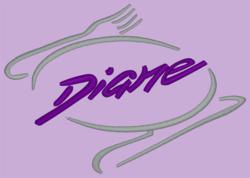 Scan of embroidered Diane Henderiks Personal Logo